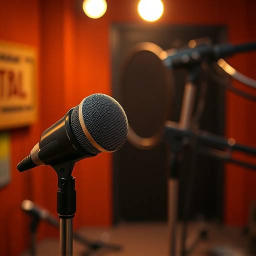 Icon depicting a microphone in a recording studio